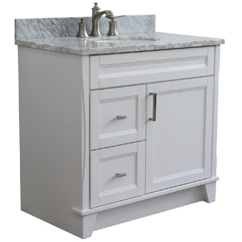 Bellaterra White 37" Single Vanity Center Sink/Left Door 400700-37L-WH Oval