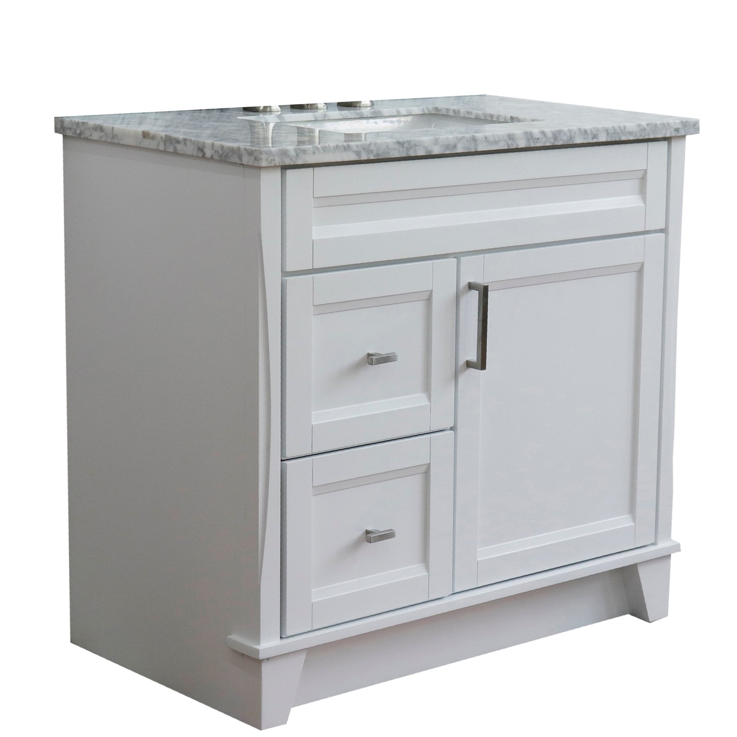 Bellaterra White 37" Single Sink Vanity with Counter Top and Center Sink- Right Drawers 400700-37R-WH