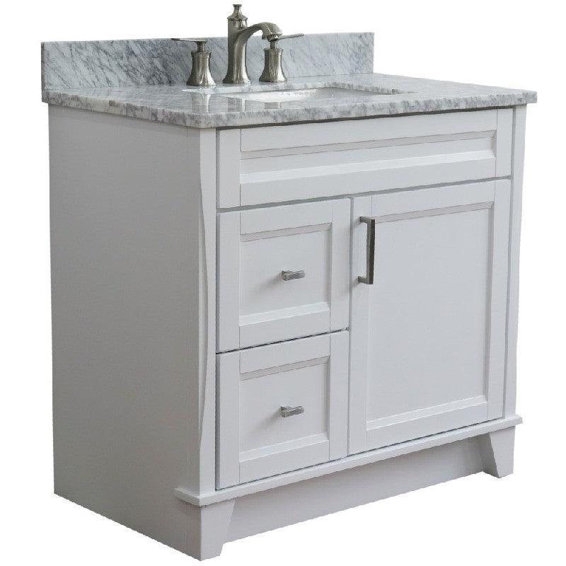 Bellaterra White 37" Single Vanity Center Sink/Left Door 400700-37L-WH Rectangle