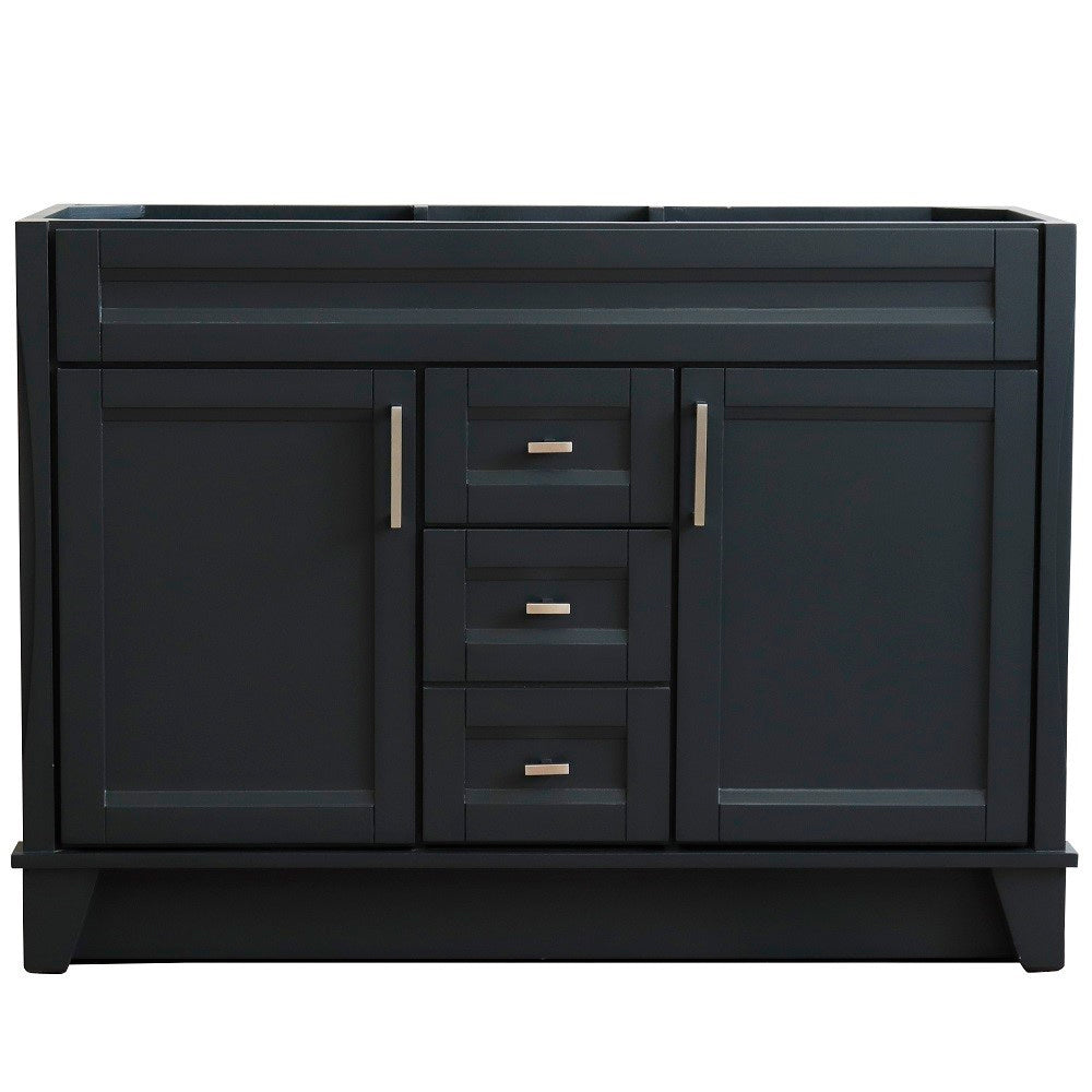 Bellaterra 48" Double Sink Vanity - Cabinet Only 400700-48D, Dark Gray, Front