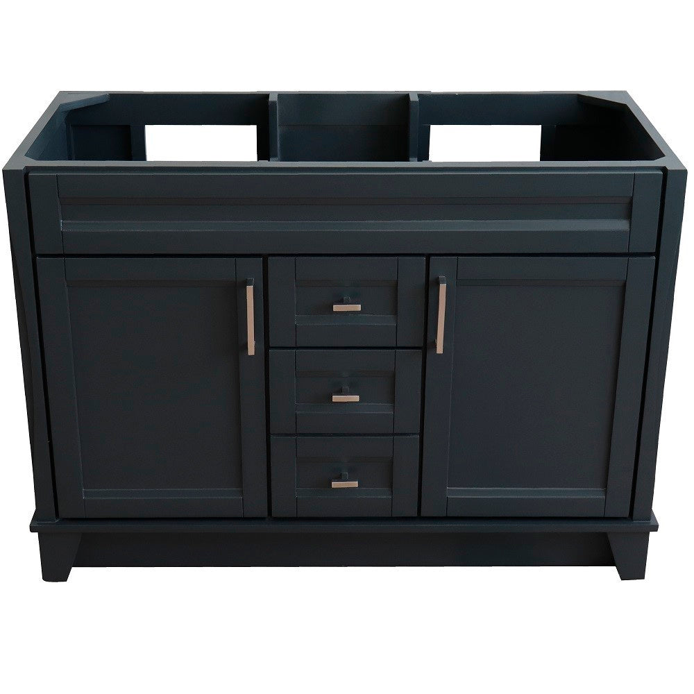 Bellaterra 48" Double Sink Vanity - Cabinet Only 400700-48D, Dark Gray, Front