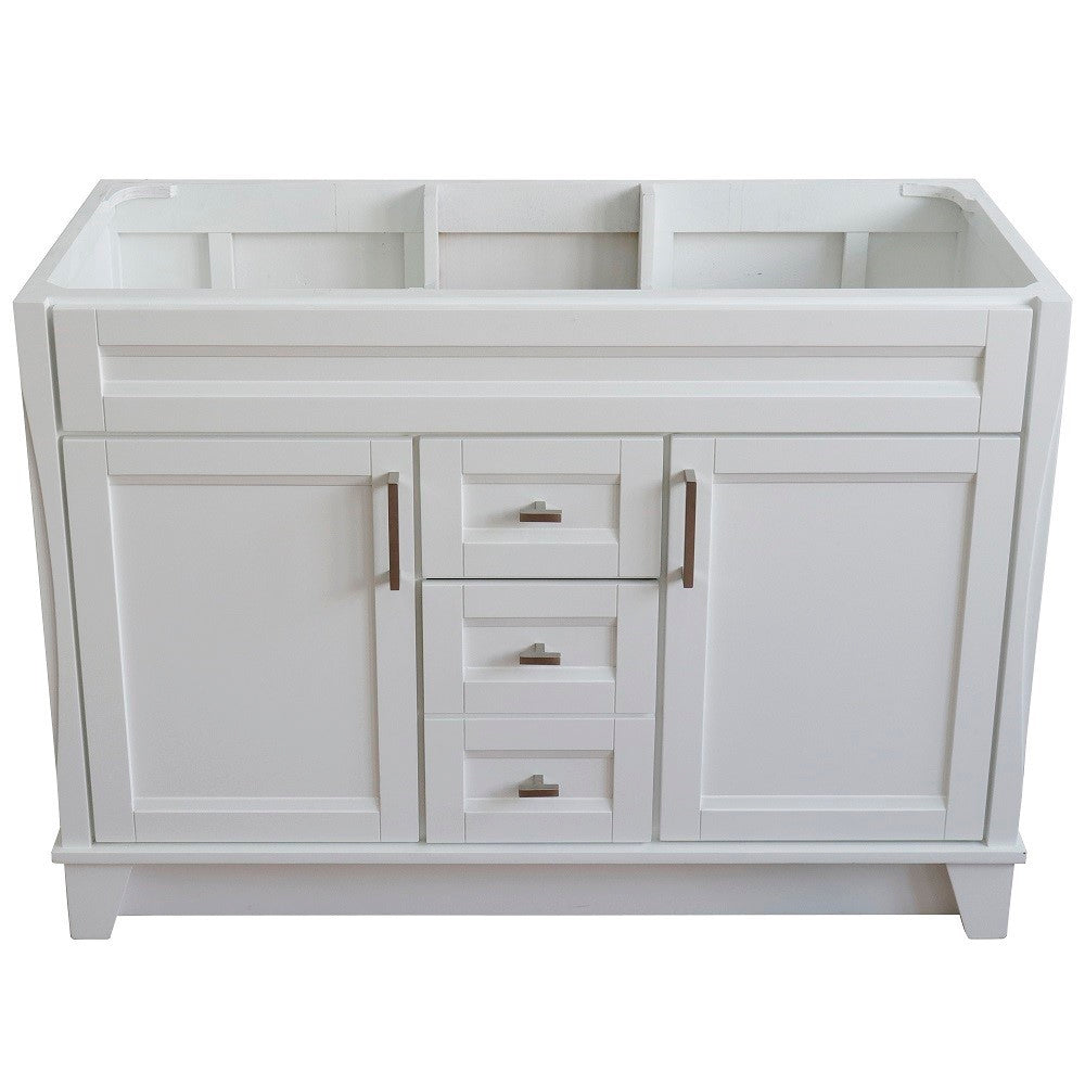 Bellaterra 48" Double Sink Vanity - Cabinet Only 400700-48D, White, Front