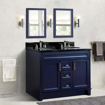 Bellaterra Shlomo - to Split 48" Double Vanity w/ Counter Top and Sink Blue Finish 400700-49D-BU-BGO