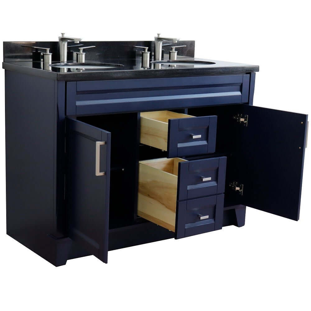 Bellaterra Shlomo - to Split 48" Double Vanity w/ Counter Top and Sink Blue Finish 400700-49D-BU-BGO