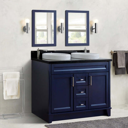 Bellaterra Shlomo - to Split 48" Double Vanity w/ Counter Top and Sink Blue Finish 400700-49D-BU-BGRD