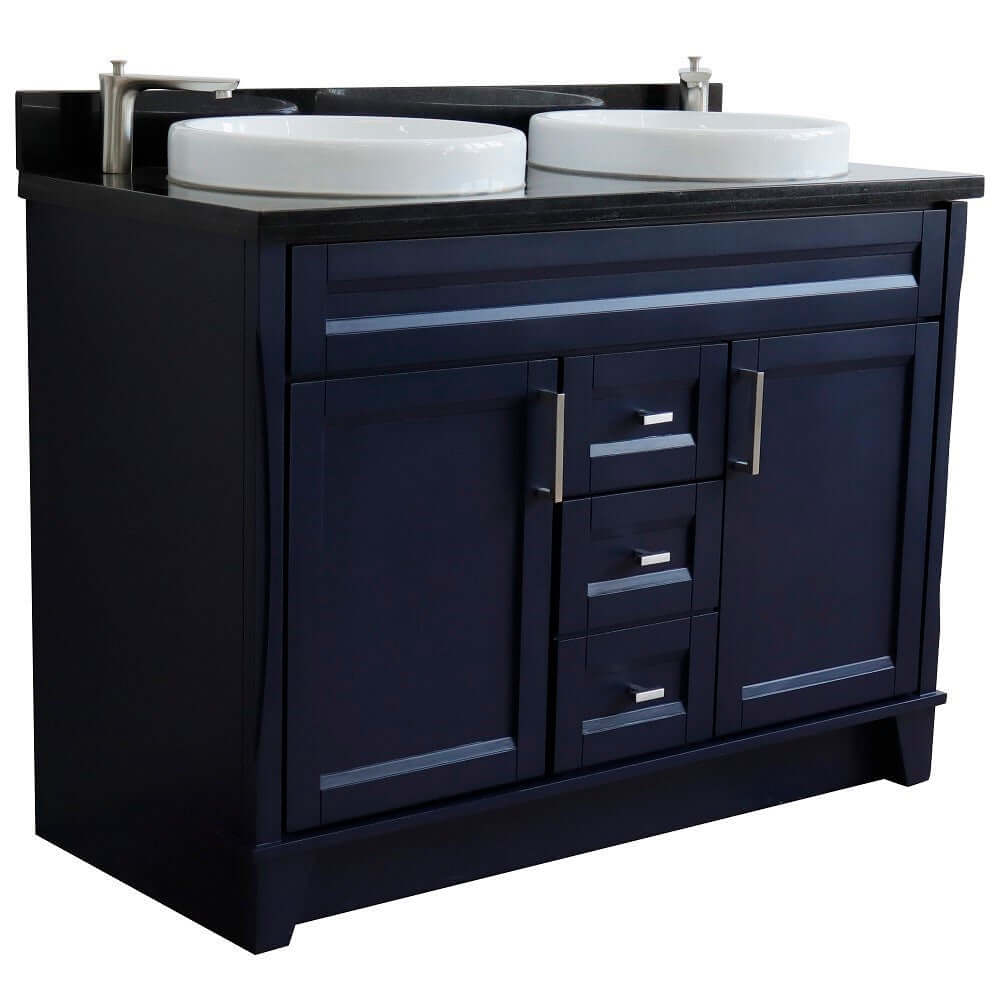 Bellaterra Shlomo - to Split 48" Double Vanity w/ Counter Top and Sink Blue Finish 400700-49D-BU-BGRD