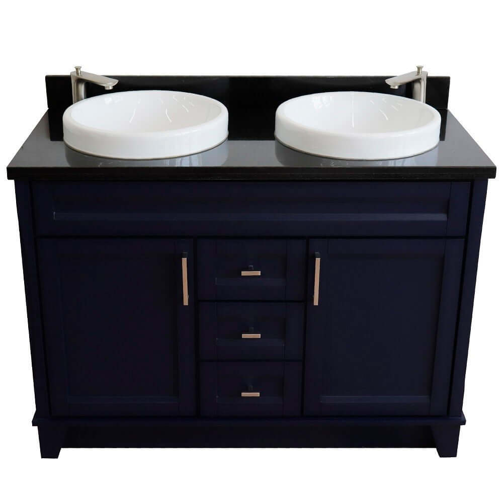 Bellaterra Shlomo - to Split 48" Double Vanity w/ Counter Top and Sink Blue Finish 400700-49D-BU-BGRD