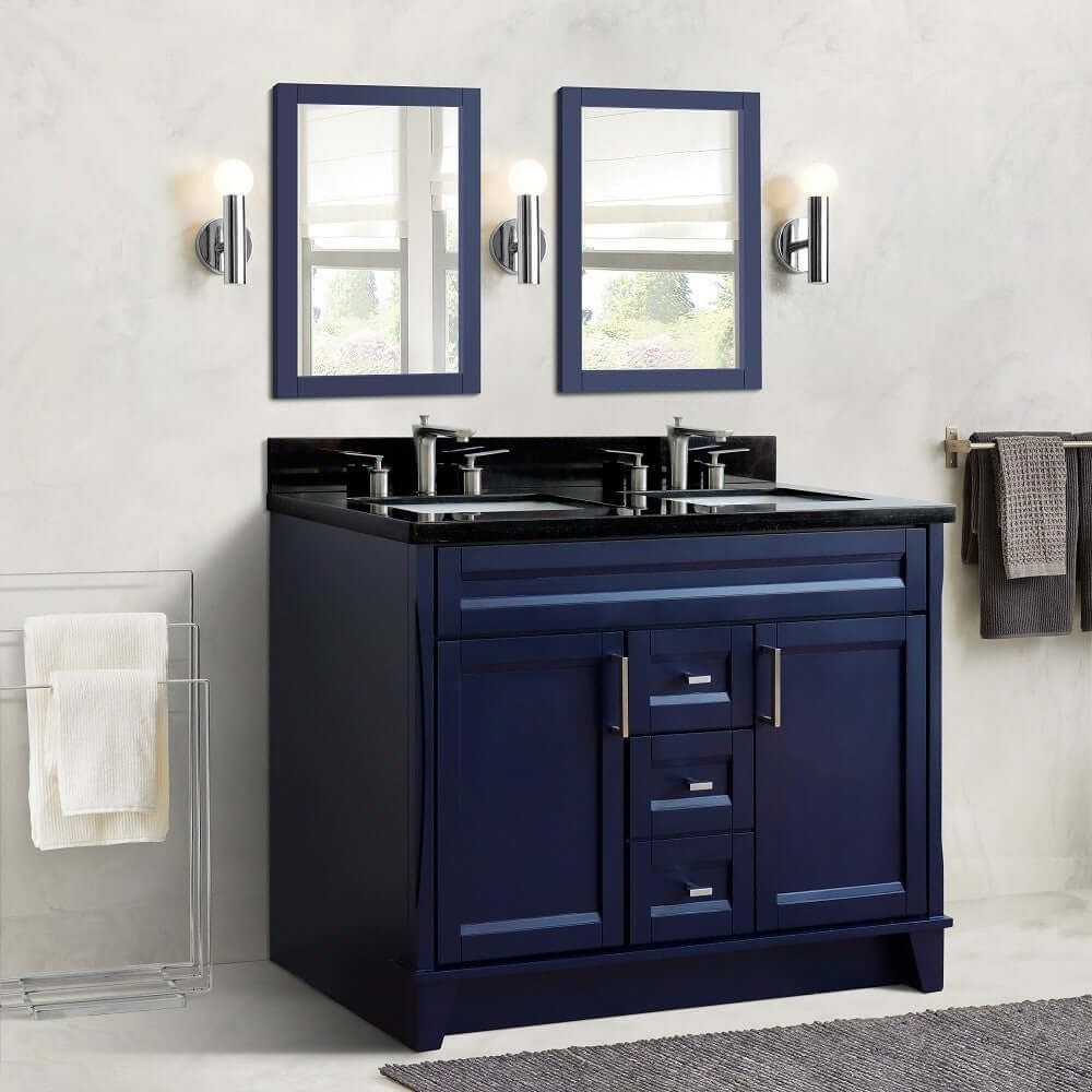 Bellaterra Shlomo - to Split 48" Double Vanity w/ Counter Top and Sink Blue Finish 400700-49D-BU-BGR