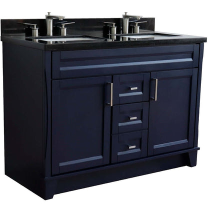 Bellaterra Shlomo - to Split 48" Double Vanity w/ Counter Top and Sink Blue Finish 400700-49D-BU-BGR