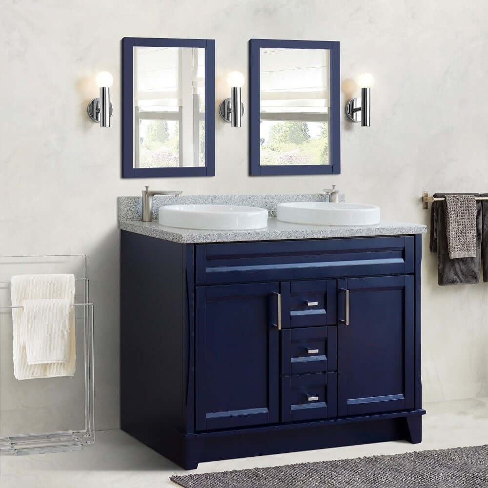 Bellaterra Shlomo - to Split 48" Double Vanity w/ Counter Top and Sink Blue Finish 400700-49D-BU-GYRD