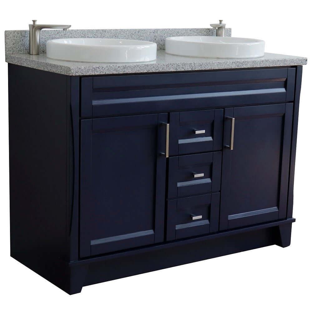 Bellaterra Shlomo - to Split 48" Double Vanity w/ Counter Top and Sink Blue Finish 400700-49D-BU-GYRD