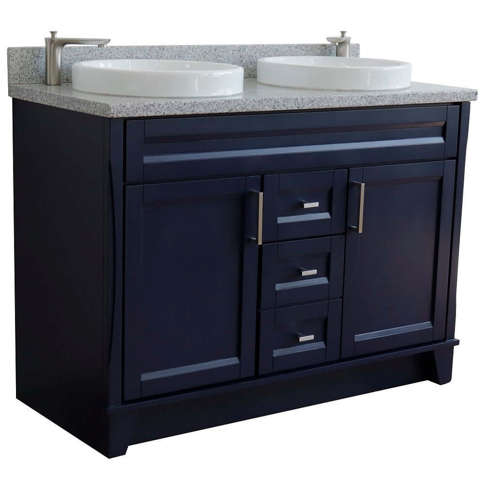 Bellaterra Shlomo - to Split 48" Double Vanity w/ Counter Top and Sink Blue Finish 400700-49D-BU-GYRD