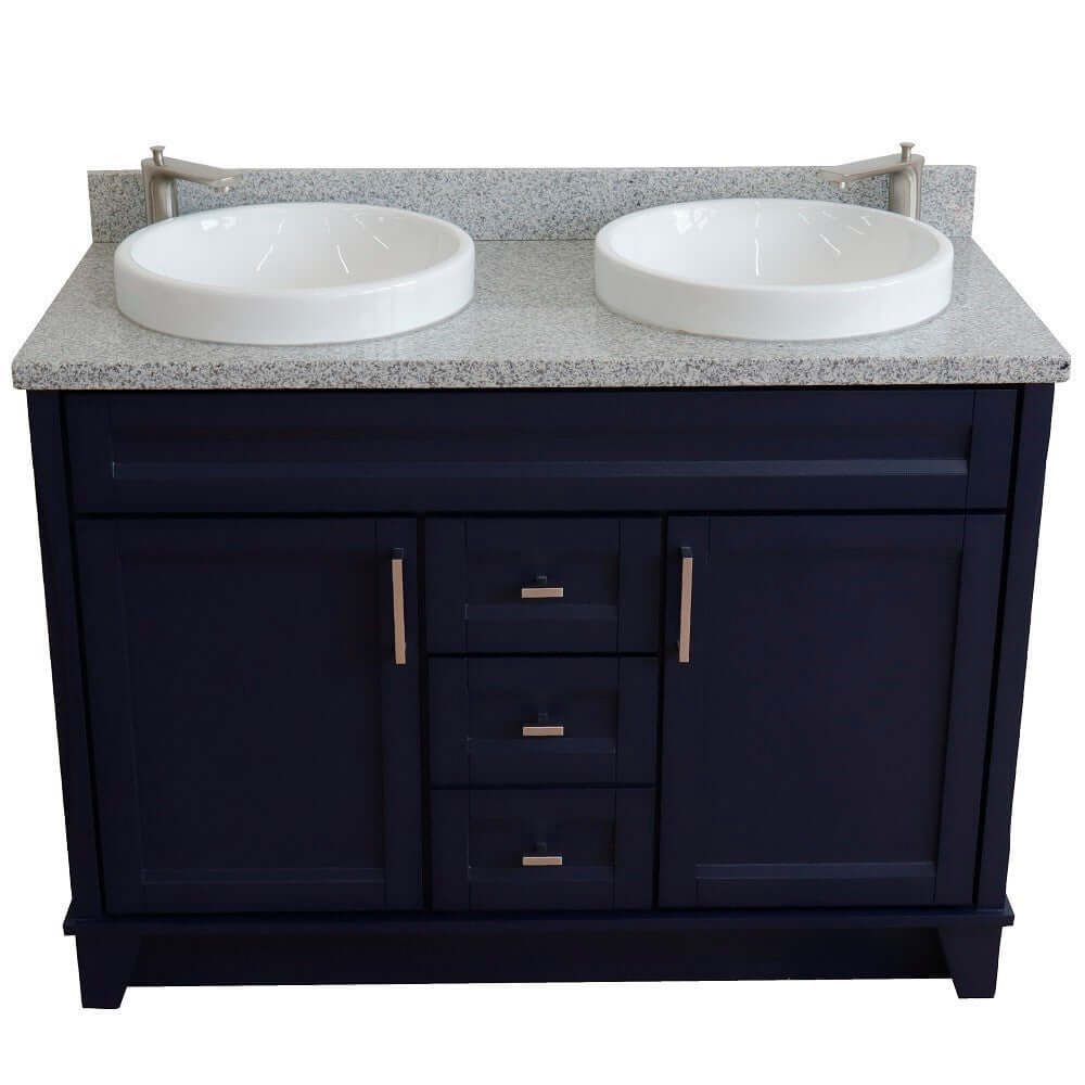 Bellaterra Shlomo - to Split 48" Double Vanity w/ Counter Top and Sink Blue Finish 400700-49D-BU-GYRD