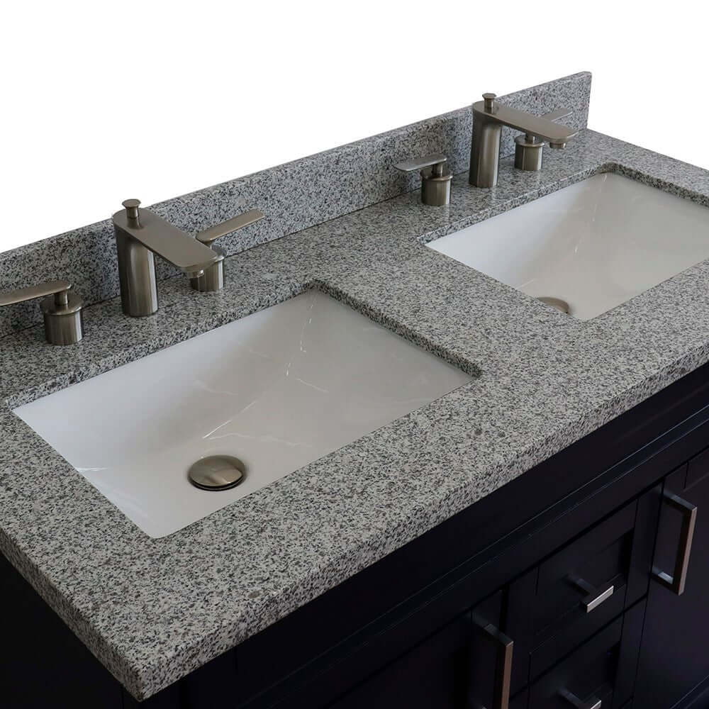 Bellaterra Shlomo - to Split 48" Double Vanity w/ Counter Top and Sink Blue Finish 400700-49D-BU-GYR