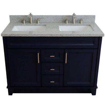 Bellaterra Shlomo - to Split 48" Double Vanity w/ Counter Top and Sink Blue Finish 400700-49D-BU-GYR