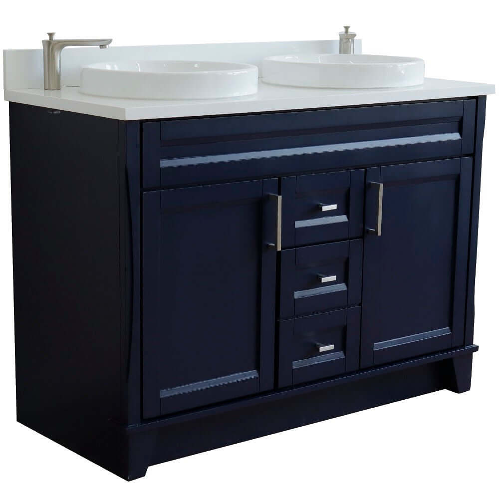 Bellaterra Shlomo - to Split 48" Double Vanity w/ Counter Top and Sink Blue Finish 400700-49D-BU-WERD