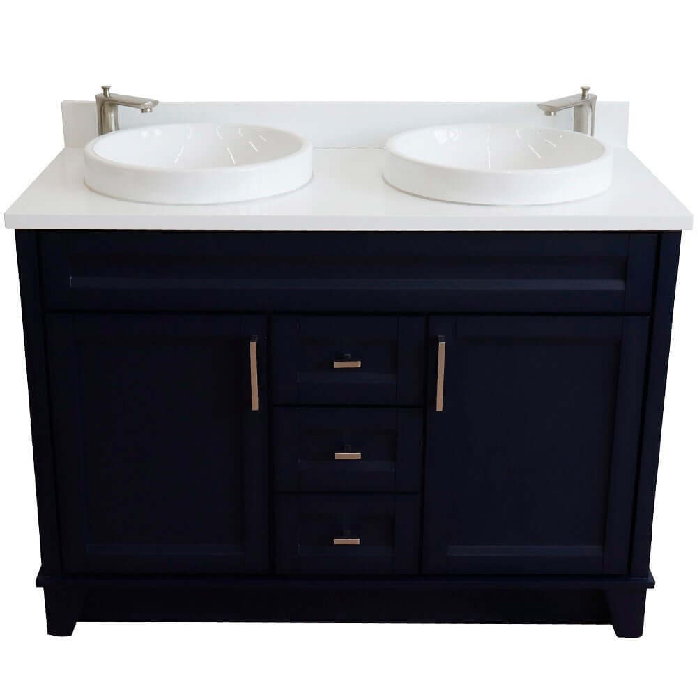 Bellaterra Shlomo - to Split 48" Double Vanity w/ Counter Top and Sink Blue Finish 400700-49D-BU-WERD