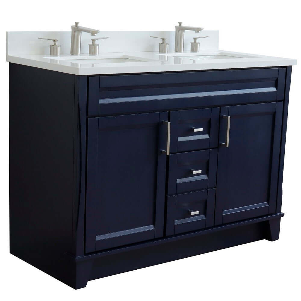 Bellaterra Shlomo - to Split 48" Double Vanity w/ Counter Top and Sink Blue Finish 400700-49D-BU-WE