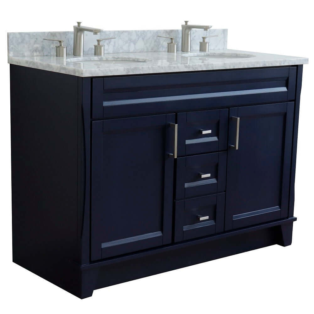 Bellaterra Shlomo - to Split 48" Double Vanity w/ Counter Top and Sink Blue Finish 400700-49D-BU-WMO