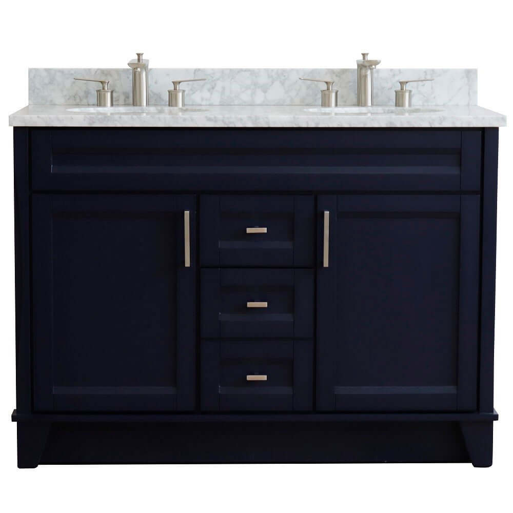 Bellaterra Shlomo - to Split 48" Double Vanity w/ Counter Top and Sink Blue Finish 400700-49D-BU-WMO