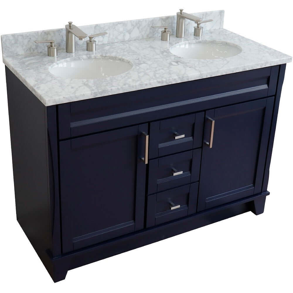 Bellaterra Shlomo - to Split 48" Double Vanity w/ Counter Top and Sink Blue Finish 400700-49D-BU-WMO