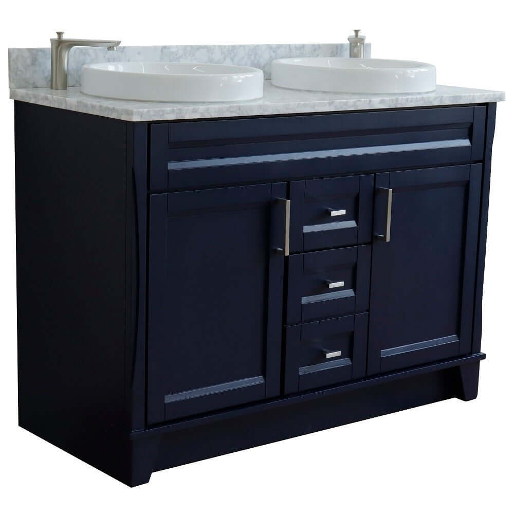 Bellaterra Shlomo - to Split 48" Double Vanity w/ Counter Top and Sink Blue Finish 400700-49D-BU-WMRD