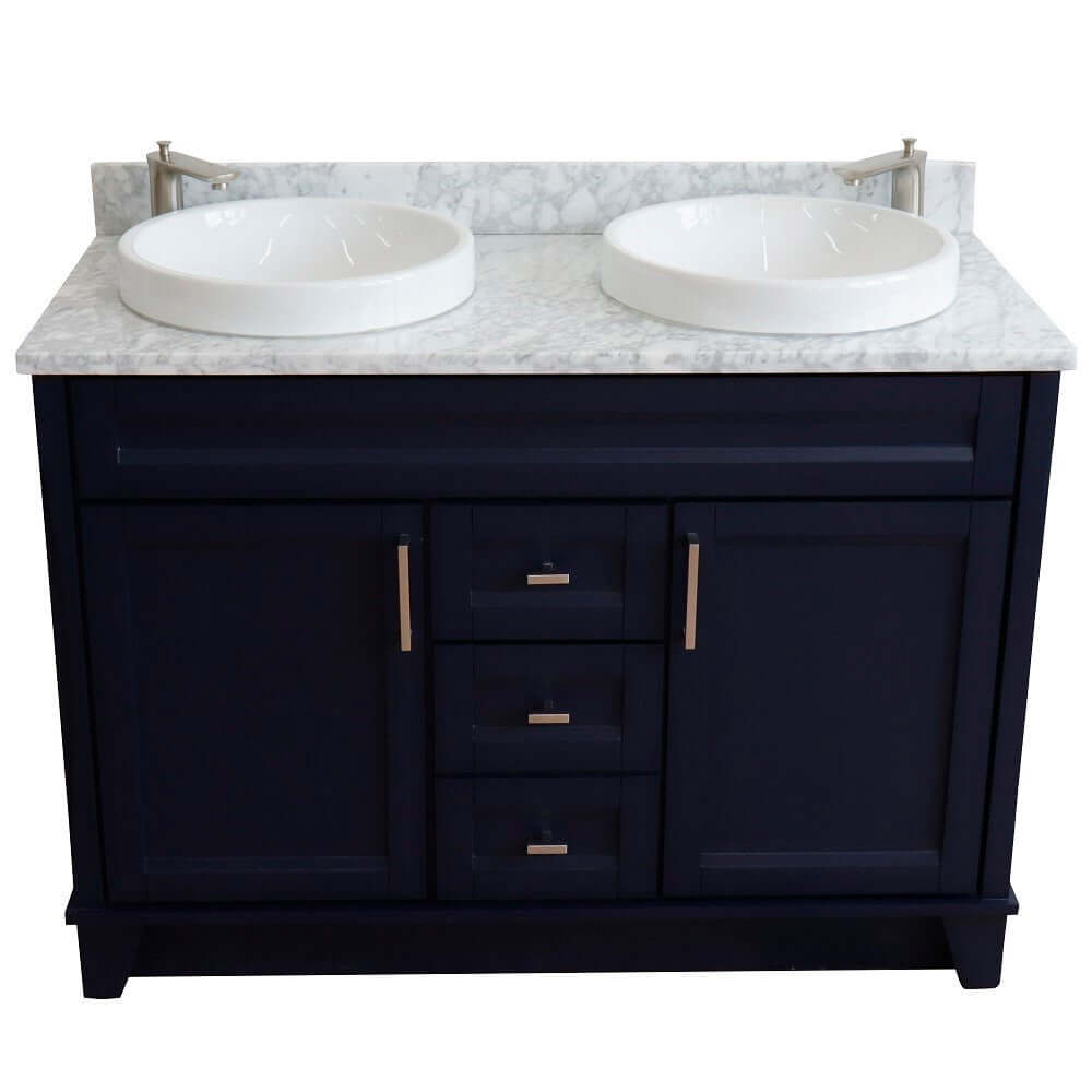 Bellaterra Shlomo - to Split 48" Double Vanity w/ Counter Top and Sink Blue Finish 400700-49D-BU-WMRD