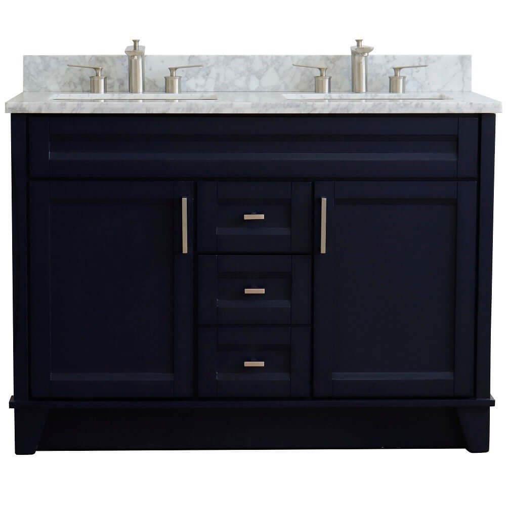 Bellaterra Shlomo - to Split 48" Double Vanity w/ Counter Top and Sink Blue Finish 400700-49D-BU-WMR