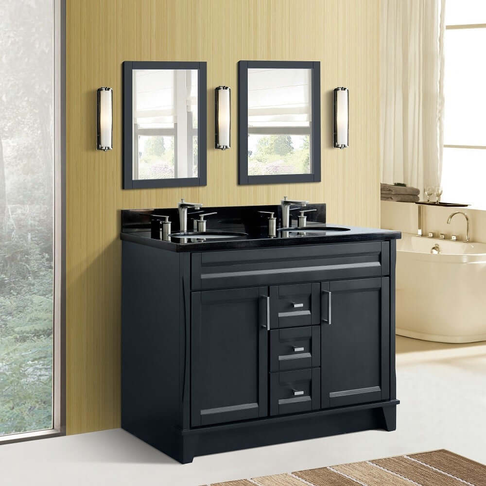 Bellaterra Shlomo - to Split 48" Double Vanity w/ Counter Top and Sink Dark Gray Finish 400700-49D-DG-BGO