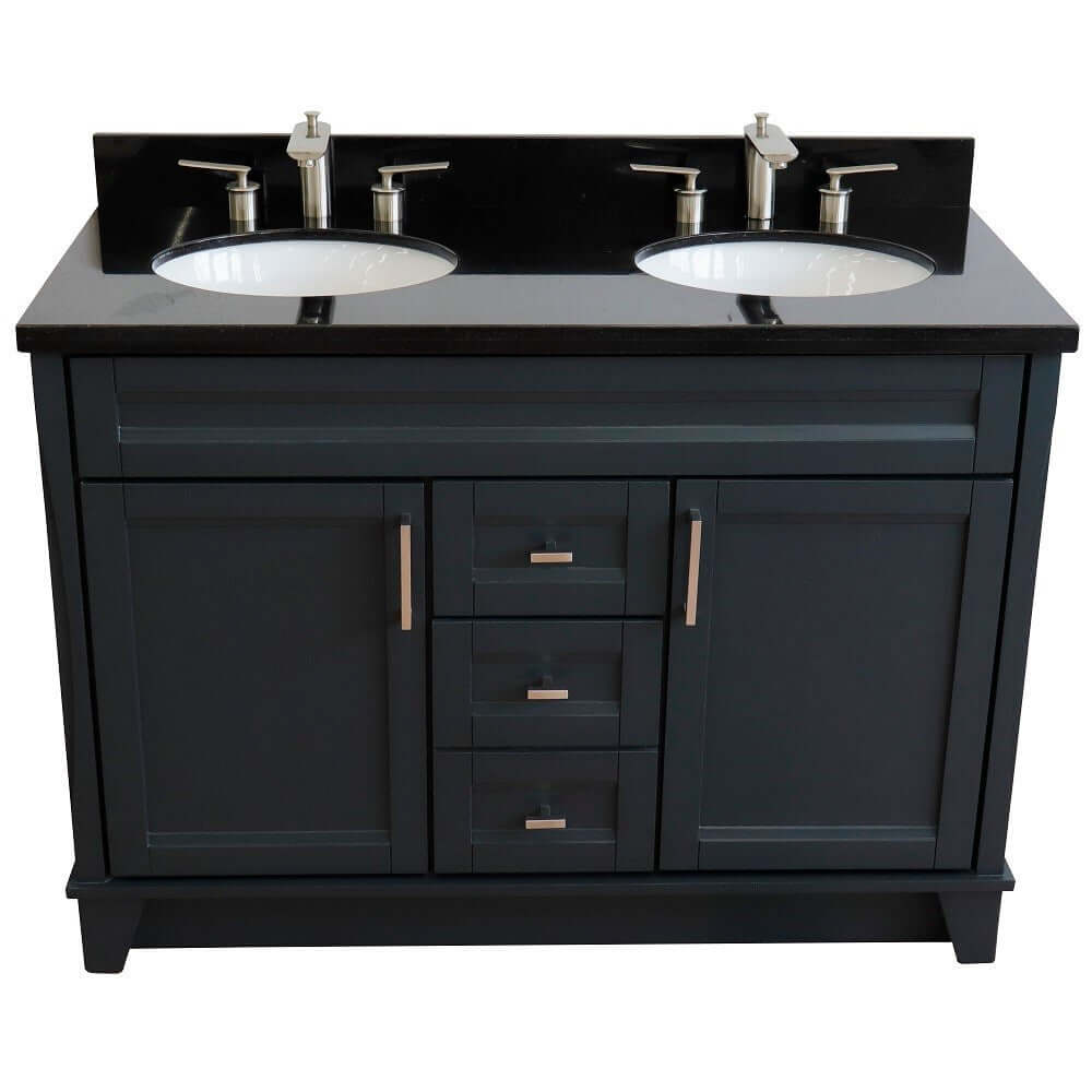 Bellaterra Shlomo - to Split 48" Double Vanity w/ Counter Top and Sink Dark Gray Finish 400700-49D-DG-BGO