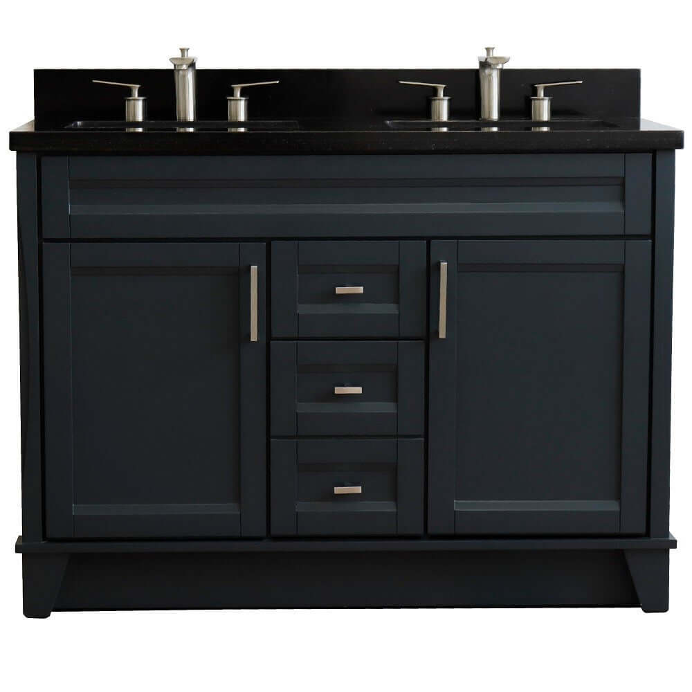 Bellaterra Shlomo - to Split 48" Double Vanity w/ Counter Top and Sink Dark Gray Finish 400700-49D-DG-BGR