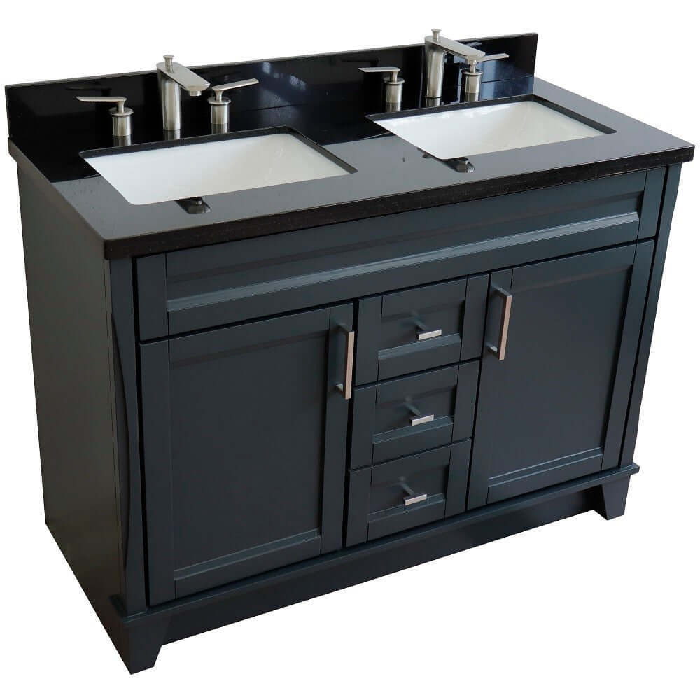 Bellaterra Shlomo - to Split 48" Double Vanity w/ Counter Top and Sink Dark Gray Finish 400700-49D-DG-BGR