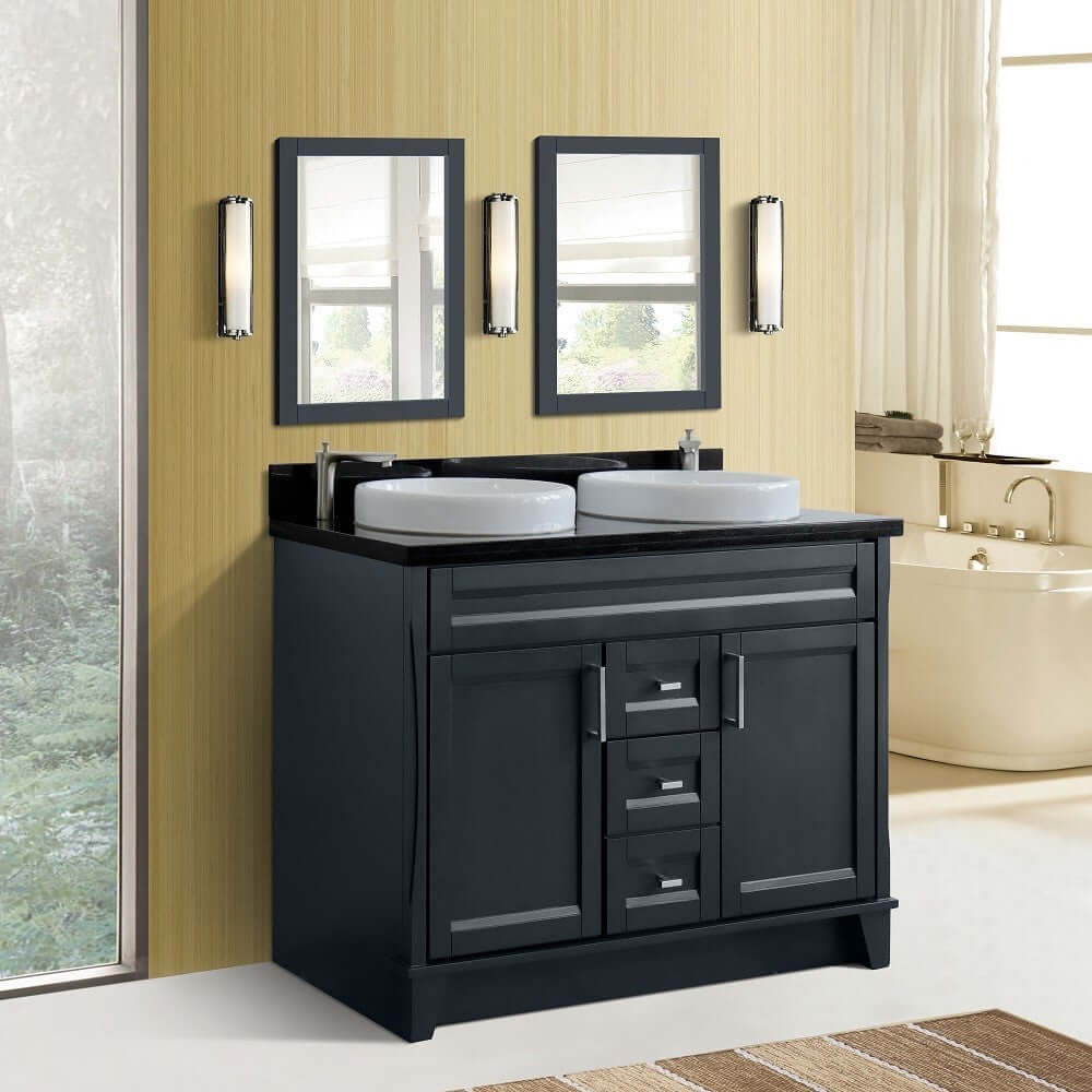 Bellaterra Shlomo - to Split 48" Double Vanity w/ Counter Top and Sink Dark Gray Finish 400700-49D-DG-BGRD