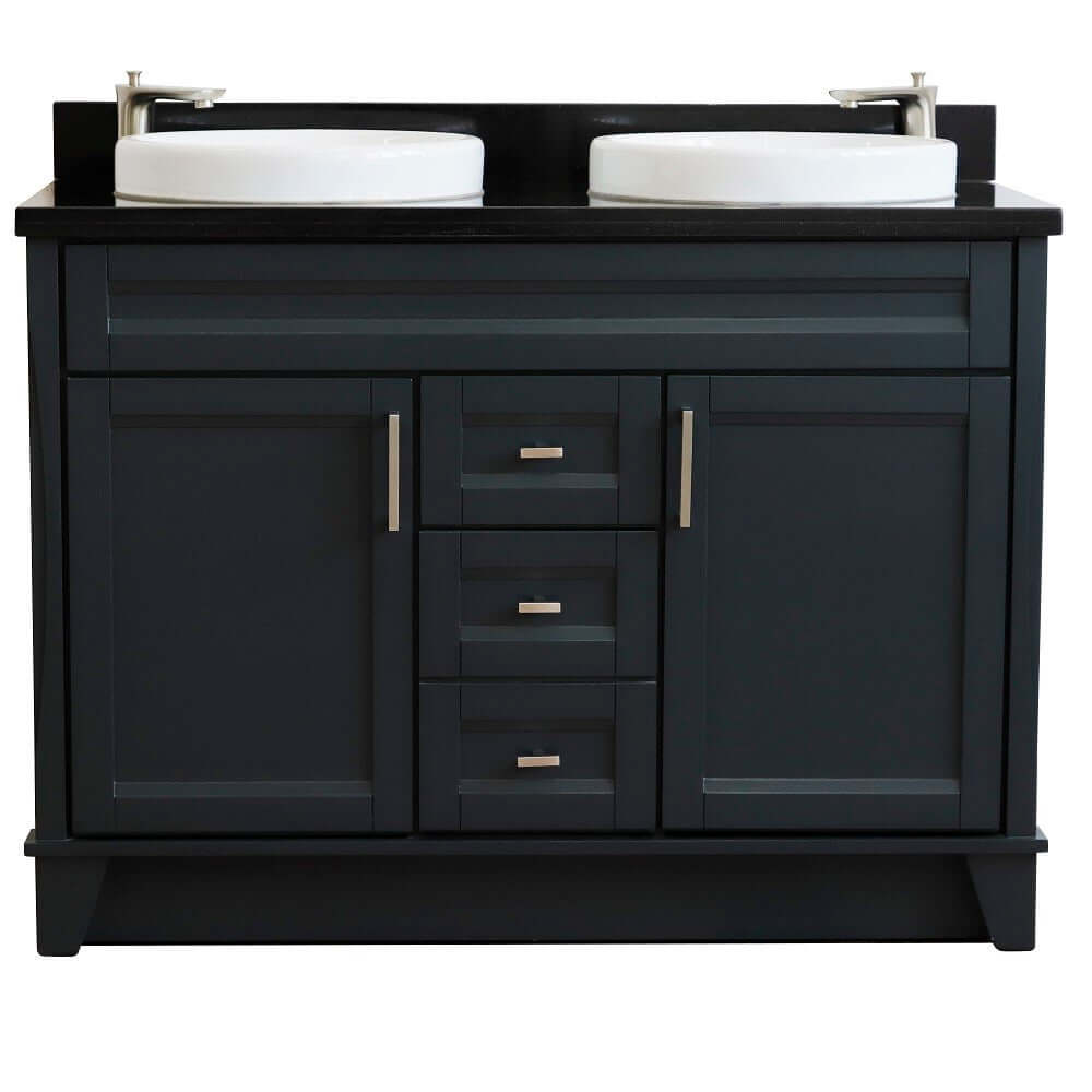 Bellaterra Shlomo - to Split 48" Double Vanity w/ Counter Top and Sink Dark Gray Finish 400700-49D-DG-BGRD