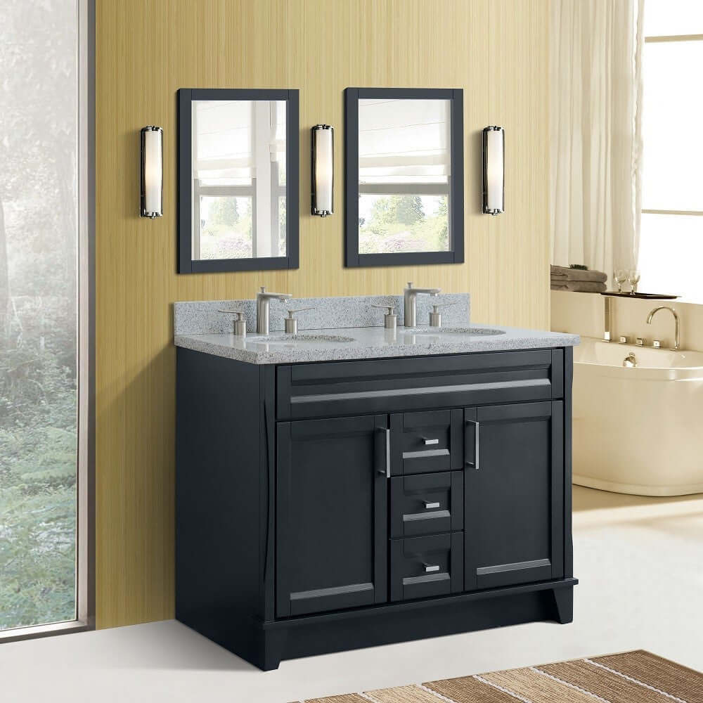 Bellaterra Shlomo - to Split 48" Double Vanity w/ Counter Top and Sink Dark Gray Finish 400700-49D-DG-GYO