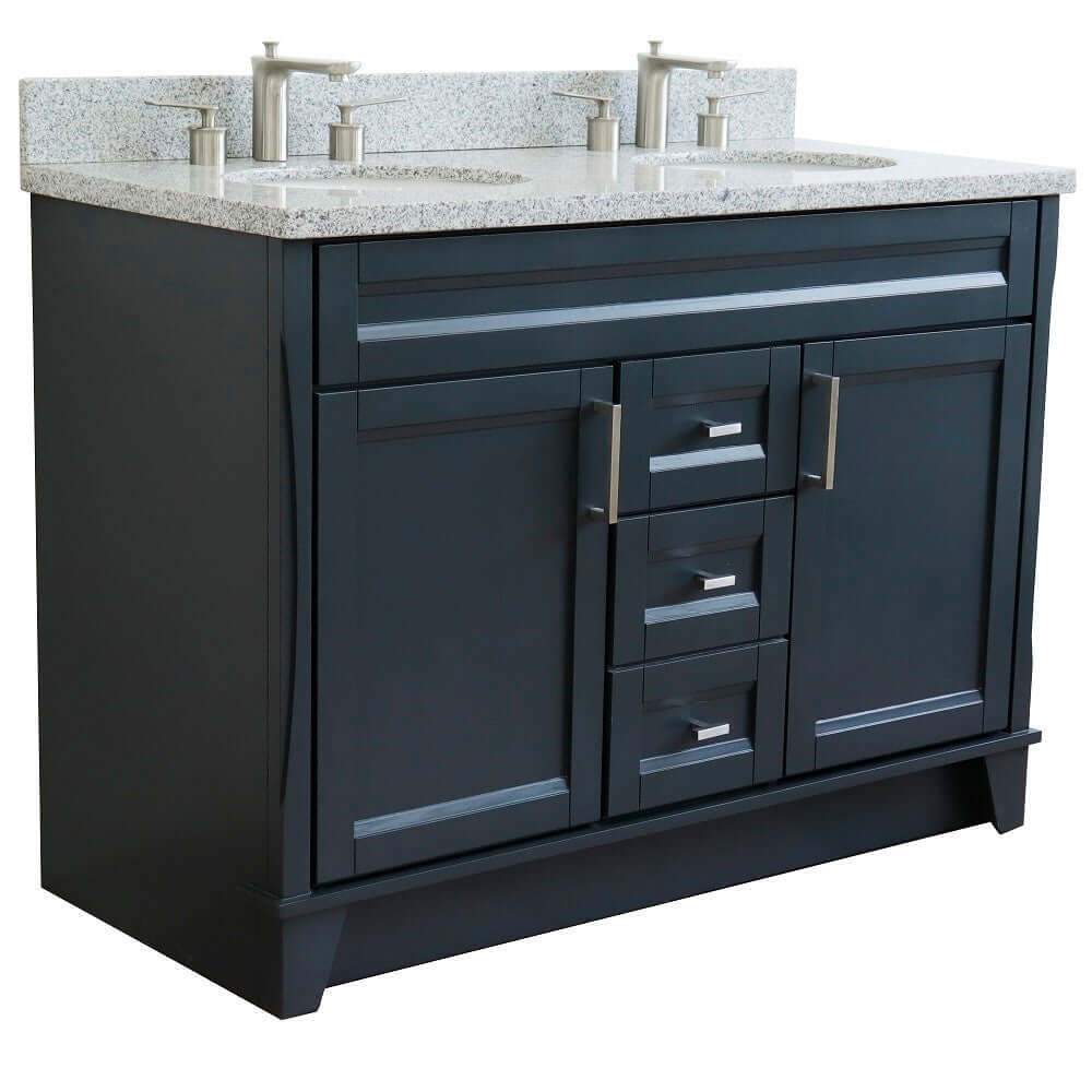 Bellaterra Shlomo - to Split 48" Double Vanity w/ Counter Top and Sink Dark Gray Finish 400700-49D-DG-GYO