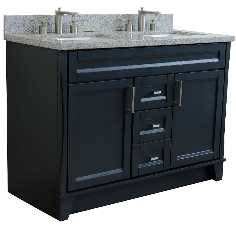 Bellaterra Shlomo - to Split 48" Double Vanity w/ Counter Top and Sink Dark Gray Finish 400700-49D-DG-GYR