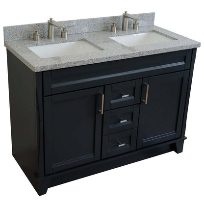 Bellaterra Shlomo - to Split 48" Double Vanity w/ Counter Top and Sink Dark Gray Finish 400700-49D-DG-GYR