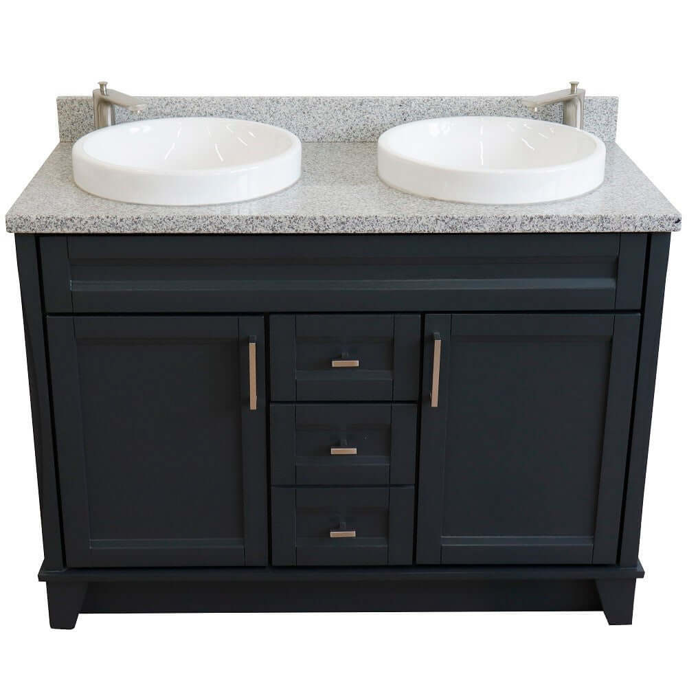 Bellaterra Shlomo - to Split 48" Double Vanity w/ Counter Top and Sink Dark Gray Finish 400700-49D-DG-GYRD