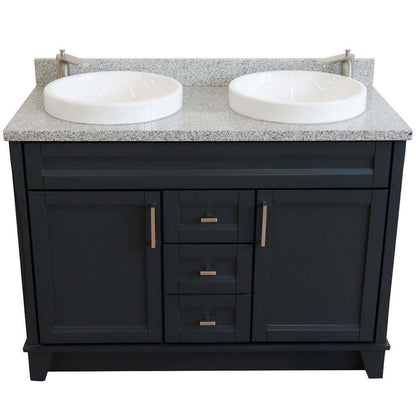 Bellaterra Shlomo - to Split 48" Double Vanity w/ Counter Top and Sink Dark Gray Finish 400700-49D-DG-GYRD