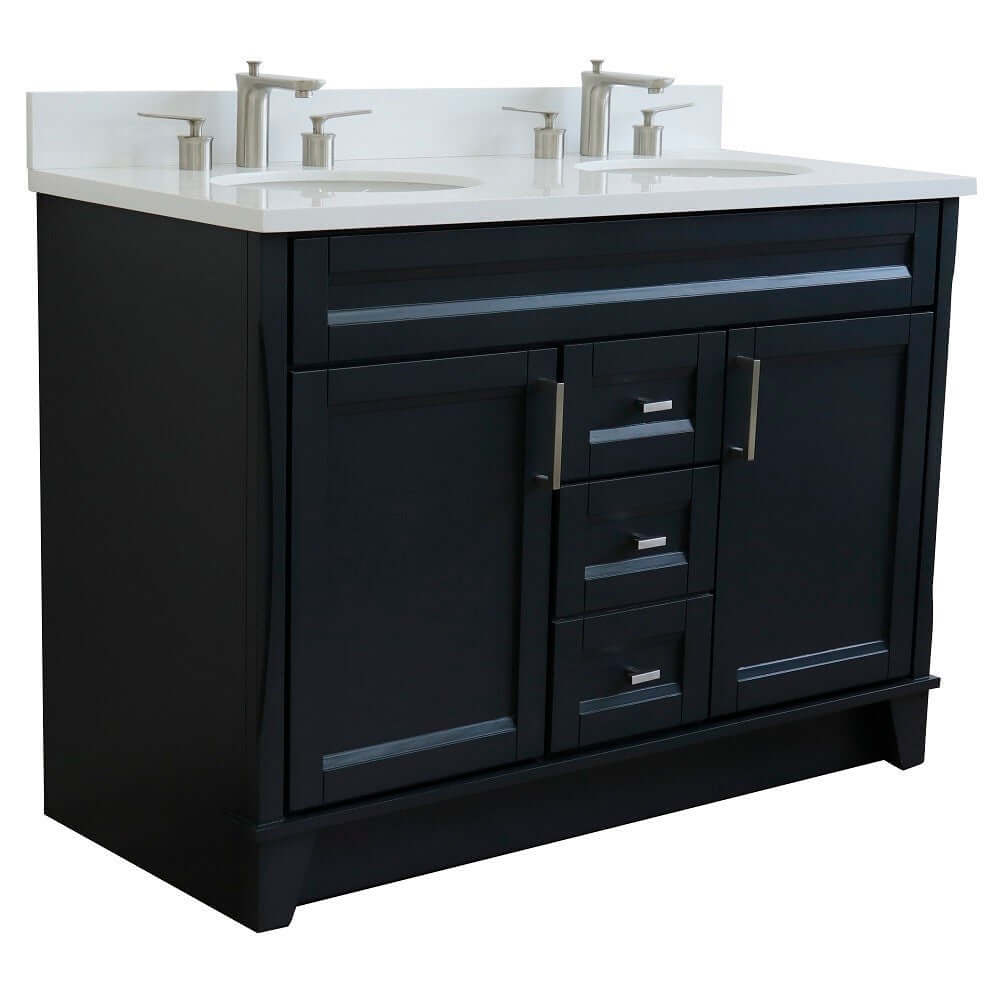 Bellaterra Shlomo - to Split 48" Double Vanity w/ Counter Top and Sink Dark Gray Finish 400700-49D-DG-WEO