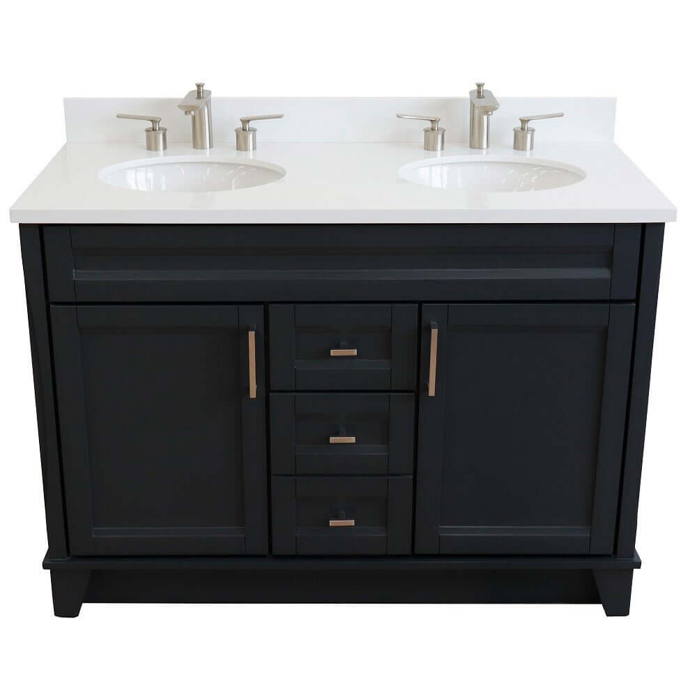 Bellaterra Shlomo - to Split 48" Double Vanity w/ Counter Top and Sink Dark Gray Finish 400700-49D-DG-WEO