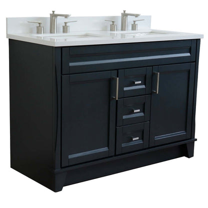 Bellaterra Shlomo - to Split 48" Double Vanity w/ Counter Top and Sink Dark Gray Finish 400700-49D-DG-WER