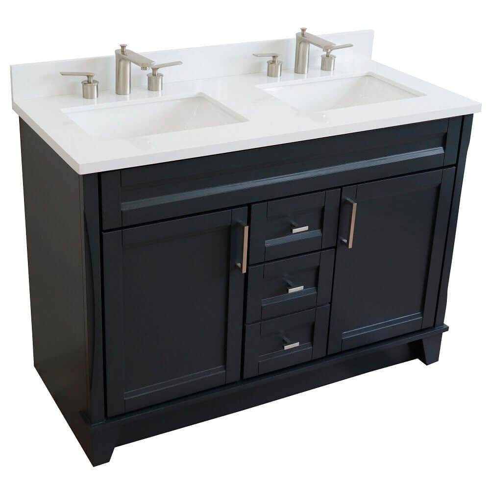 Bellaterra Shlomo - to Split 48" Double Vanity w/ Counter Top and Sink Dark Gray Finish 400700-49D-DG-WER