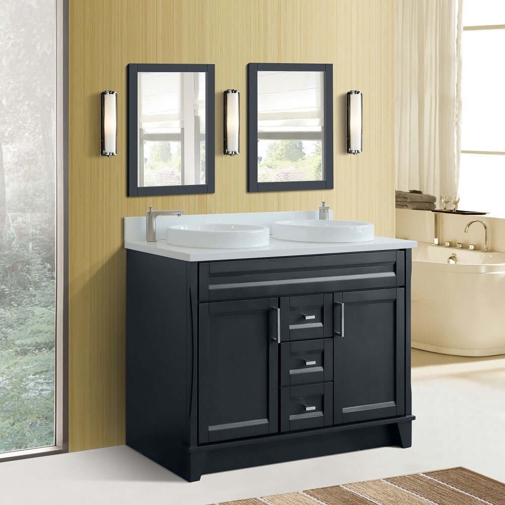 Bellaterra Shlomo - to Split 48" Double Vanity w/ Counter Top and Sink Dark Gray Finish 400700-49D-DG-WERD