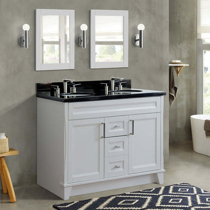 Bellaterra 48" Double Vanity w/ Counter Top and Sink White Finish 400700-49D-WH-BGO Oval