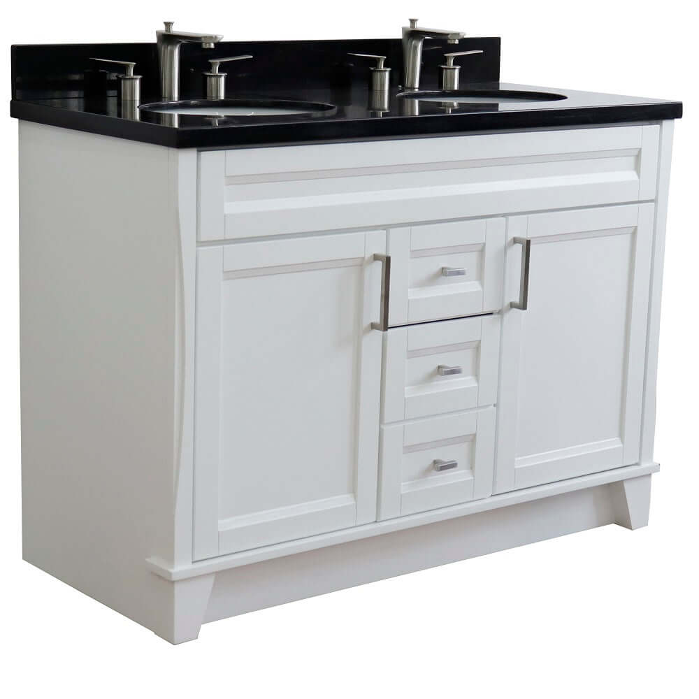 Bellaterra 48" Double Vanity w/ Counter Top and Sink White Finish 400700-49D-WH-BGO Oval