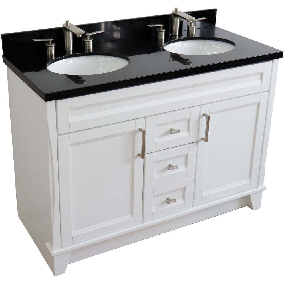 Bellaterra 48" Double Vanity w/ Counter Top and Sink White Finish 400700-49D-WH-BGO Oval