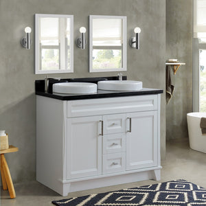 Bellaterra 48" Double Vanity w/ Counter Top and Sink White Finish 400700-49D-WH-BGRD Round