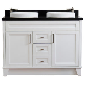 Bellaterra 48" Double Vanity w/ Counter Top and Sink White Finish 400700-49D-WH-BGRD round